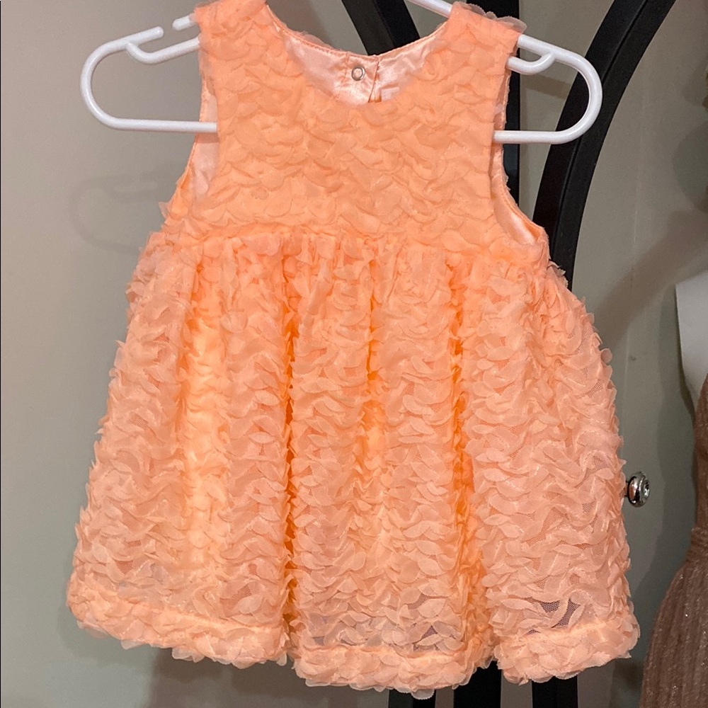 Peach Textured Ruffle Baby Dress